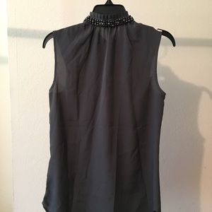 Gray Small blouse with beading on neckline